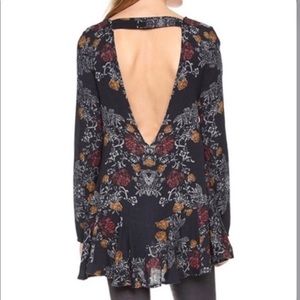 Free People Long Sleeve Floral Cut Out Dress